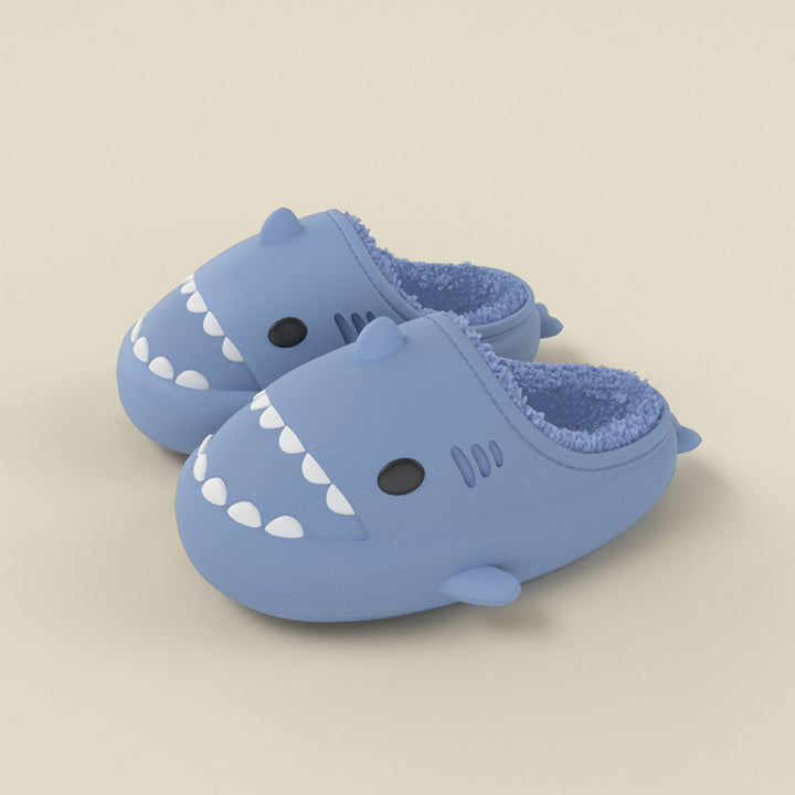 Light Gray Shark Slides Cozy (Kids) Slidely