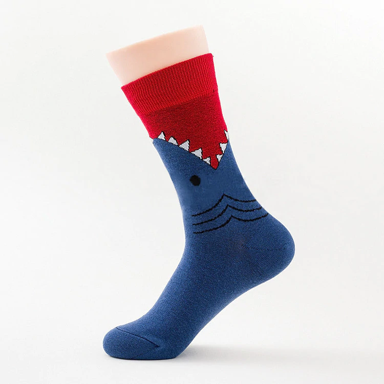 White Smoke Shark Socks Slidely