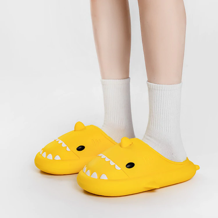 Light Gray Shark Slides Cozy Slidely