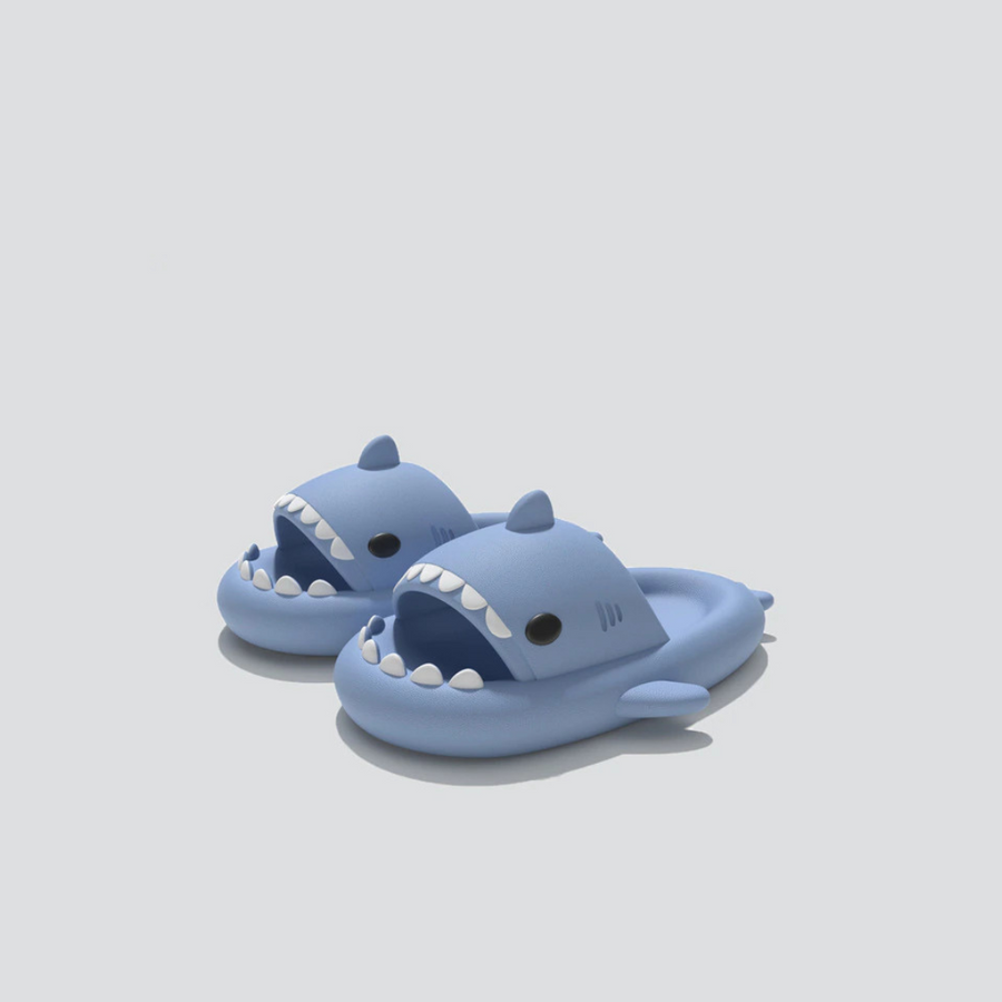 Light Gray Shark Slides Originals (Kids) Slidely